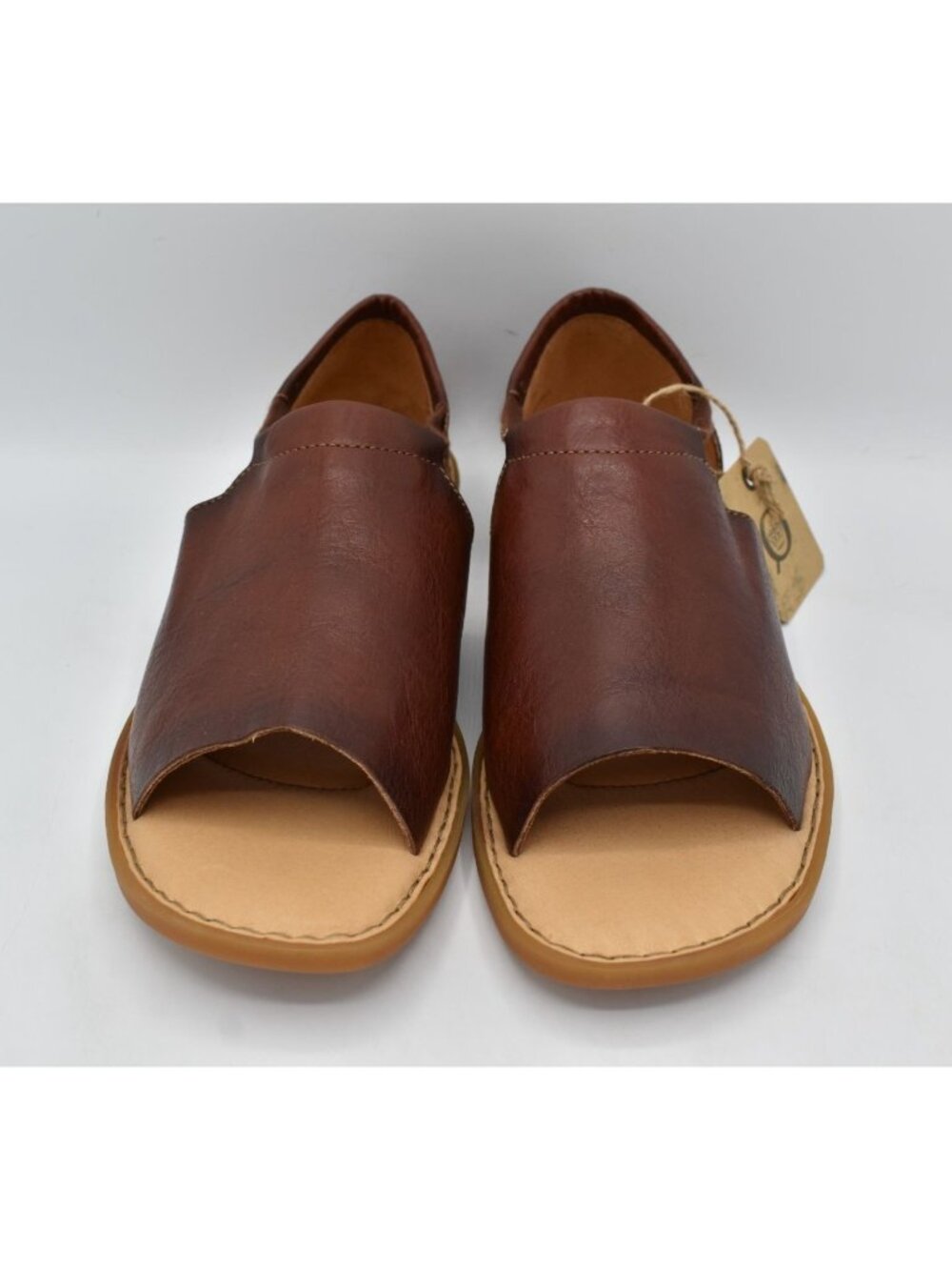 Born Women 8 Cove Modern Dark Tan Bourbon Full Grain Leather Sandals Shoes Flats - Picture 2 of 11